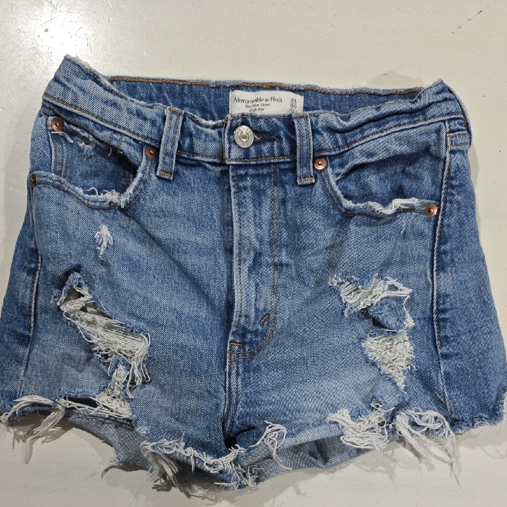 Abercrombie & Fitch Blue Distressed Denim Cutoff Shorts